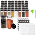 thumbnail image 1 of 48 Glass Spice Jars with Black Metal Caps, 4oz Empty Containers with Shaker Lids, Funnel, Chalk Pen, and 547 Labels - Churboro Square Seasoning Bottles for Spice Rack, Drawer, or Cabinet, 1 of 8