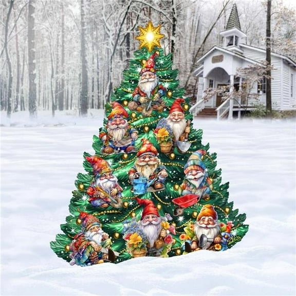 48' Gnomes-Themed Christmas Tree Outdoor Indoor Dcor Wooden Christmas Decoration by G. Debrekht