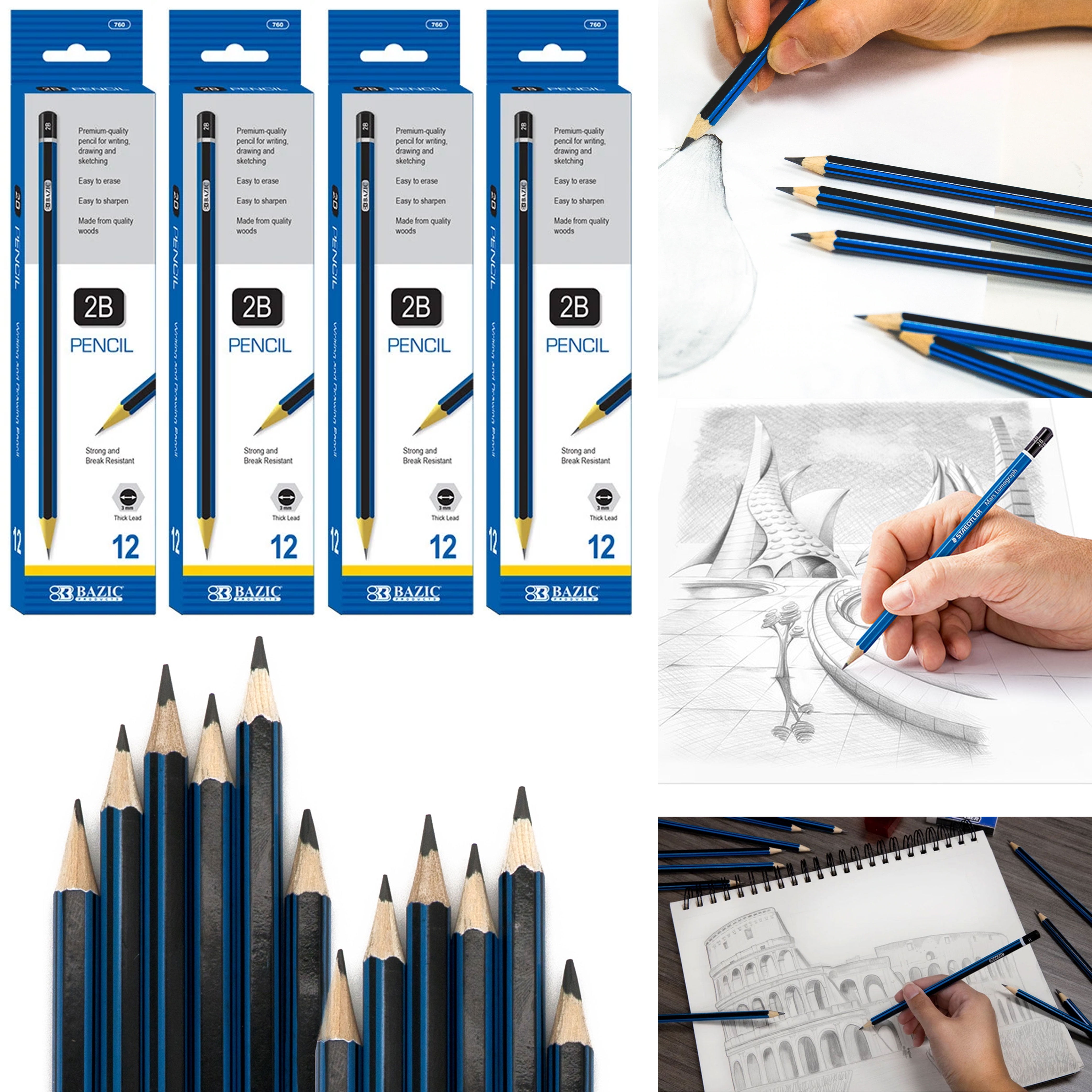 HAIHAOMUM Sketch Pencils for Drawing 2B, 12pcs Professional Art Drawing  Pencils for Shading, Sketching & Doodling | Graphite Pencil for Artists 