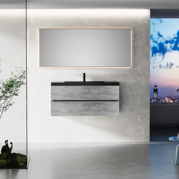 48" Grey Wall - Mounted Sink - Space - Saving Design - Bathroom Living - Organize Essentials