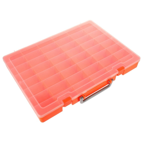 SILENRADAWN Transparent Storage Box with Dividers Portable Organizer Box Orange PP 1Pack