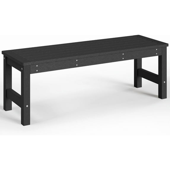 48" HDPE Outdoor Bench, All-Weather & Fade-Resistant 2-Person Garden Bench, Low Maintenance Patio Bench for Garden, Porch & Patio,Black