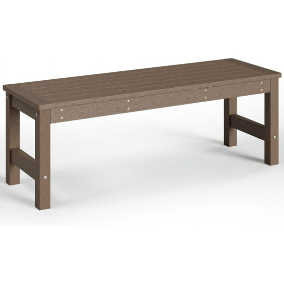 48" HDPE Outdoor Bench, All-Weather & Fade-Resistant 2-Person Garden Bench, Low Maintenance Patio Bench for Garden, Porch & Patio,Brown