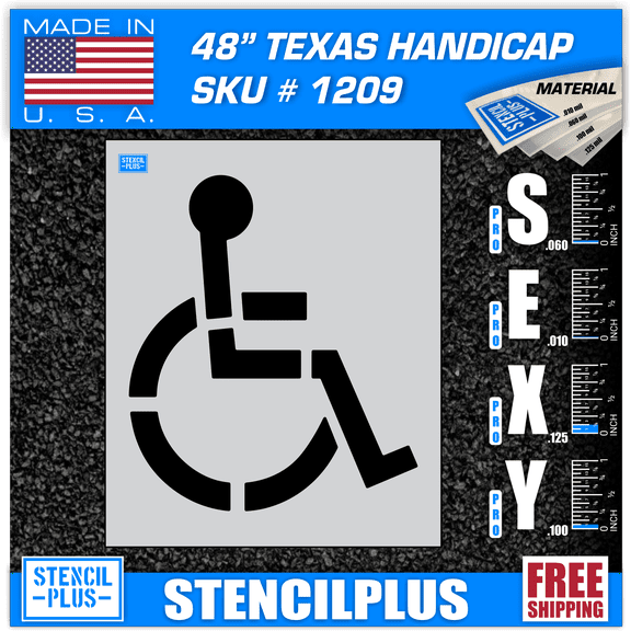 48"Handicap (4" Stroke -TX) Parking Lot Pavement Marking Stencil Thickness: .100