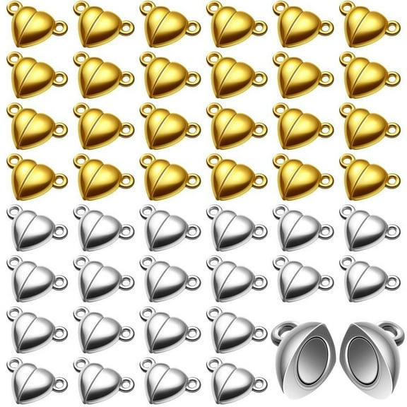 48 Heart Shaped Magnetic Clasps for Jewelry Gold Silver Bracelet Clasps Closures
