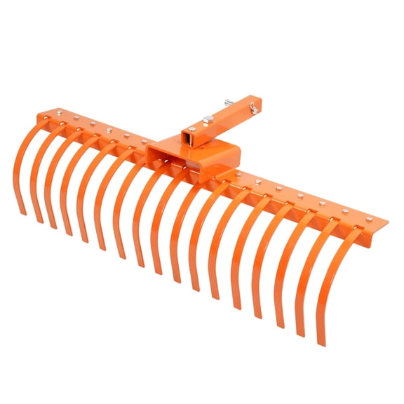 48" Heavy Duty Landscape Rake, Adjustable Pine Needle Straw Rake & Rock Rake Tool, Compatible with Tractor, ATV, UTV via Standard 2 Inch Receiver Hitch