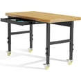 thumbnail image 1 of Odaof 48" Heavy-Duty Adjustable Height Portable Solid Wood Work Bench with Wheels and Drawers, Wood, 1 of 7