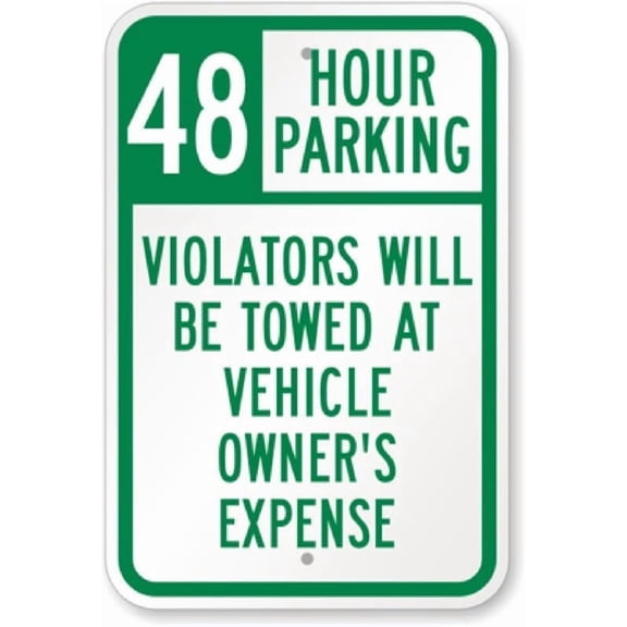 48 Hour Parking Aluminum Weatherproof 8" x 12" Sign
