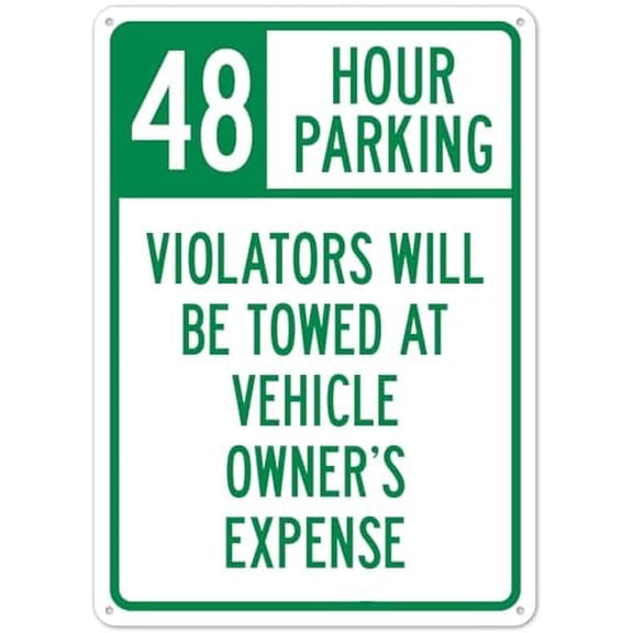 48 Hour Parking Violators Will Be Towed At Vehicle Owner's Expense Sign Parking Signs Metal Sign NO.5365 Metal Tin Sign 8x12 Inch - Clear Warning for Home & Business Use