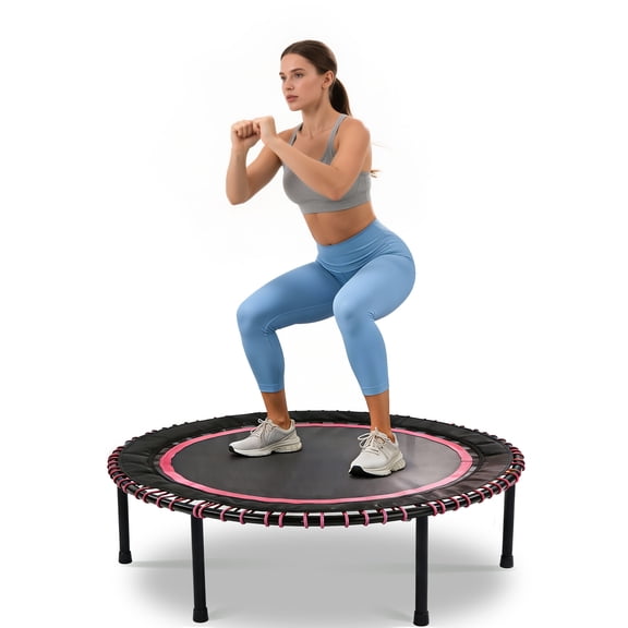 48 INCH Springless Mini Fitness Trampoline , Indoor/Outdoor Exercise Rebounder for Quieter and Safer Workouts, Loading 450lbs, GYM Jumping Cardio Trainer ,Family Kids & Adult Exercise Trampoline