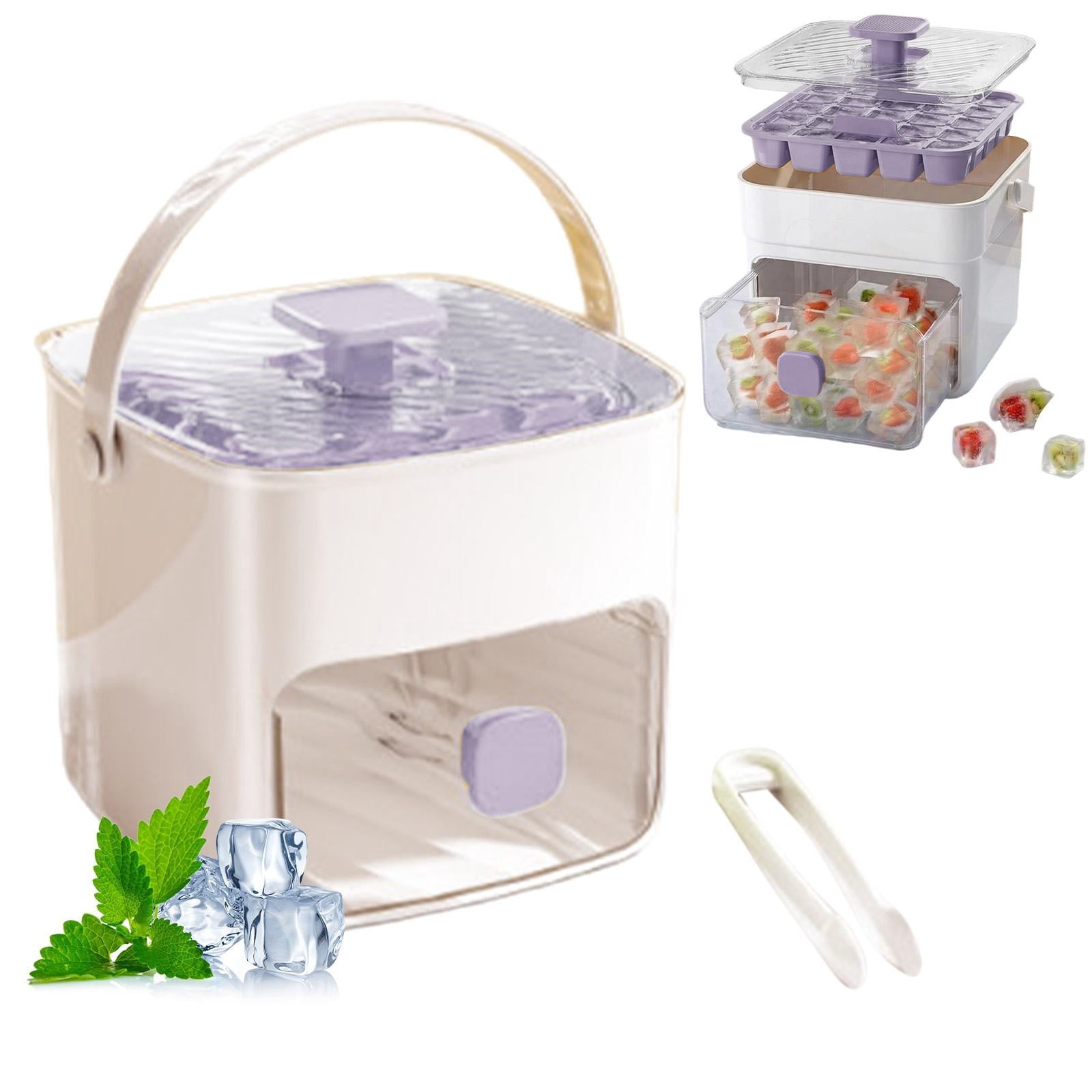 48 Ice Cube Maker with Easy Pres Double-Layer Ice Maker Set with Storage Container Press-Release Lid Silicone Ice Trays Portable Ice Storage System for Home Use 48 Cube Double-Deck Portable