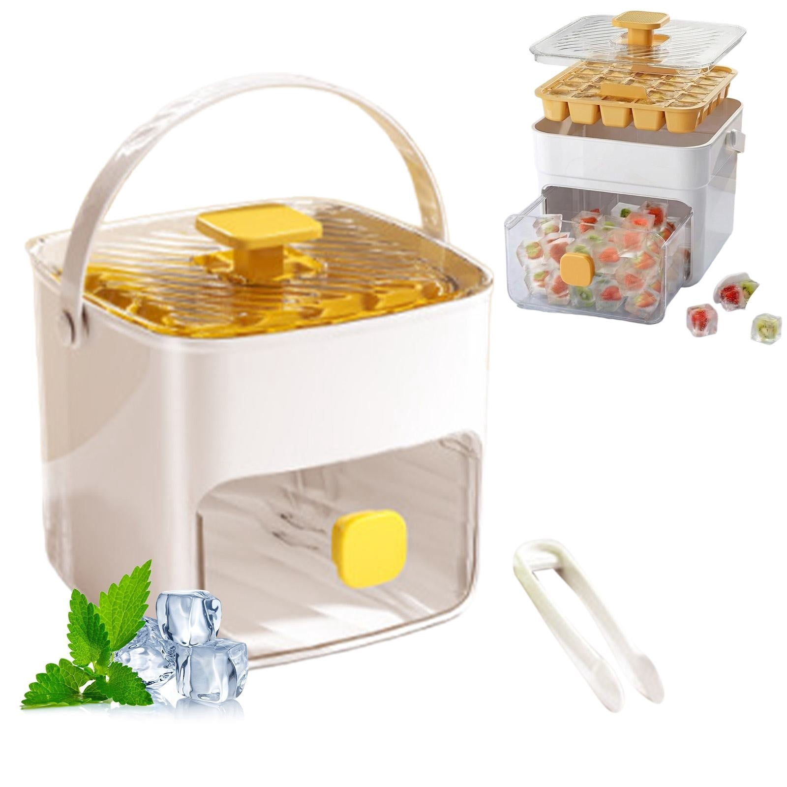48 Ice Cube Maker with Easy Pres Double-Layer Ice Maker Set with Storage Container Press-Release Lid Silicone Ice Trays Portable Ice Storage System for Home Use 48 Cube Double-Deck Portable