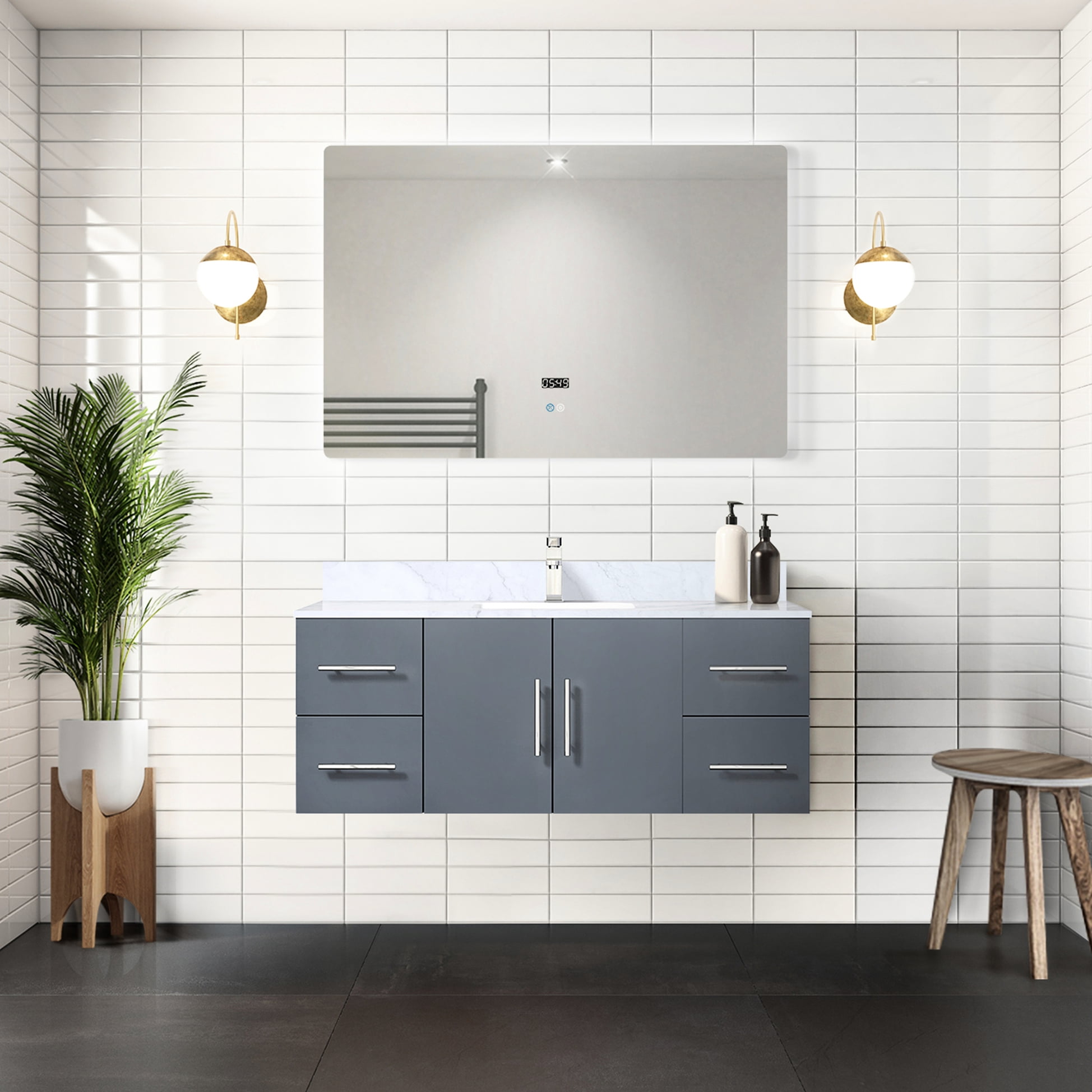 48 In. Bath Vanity In Dark Grey - Soft Close Feature, Spacious ...