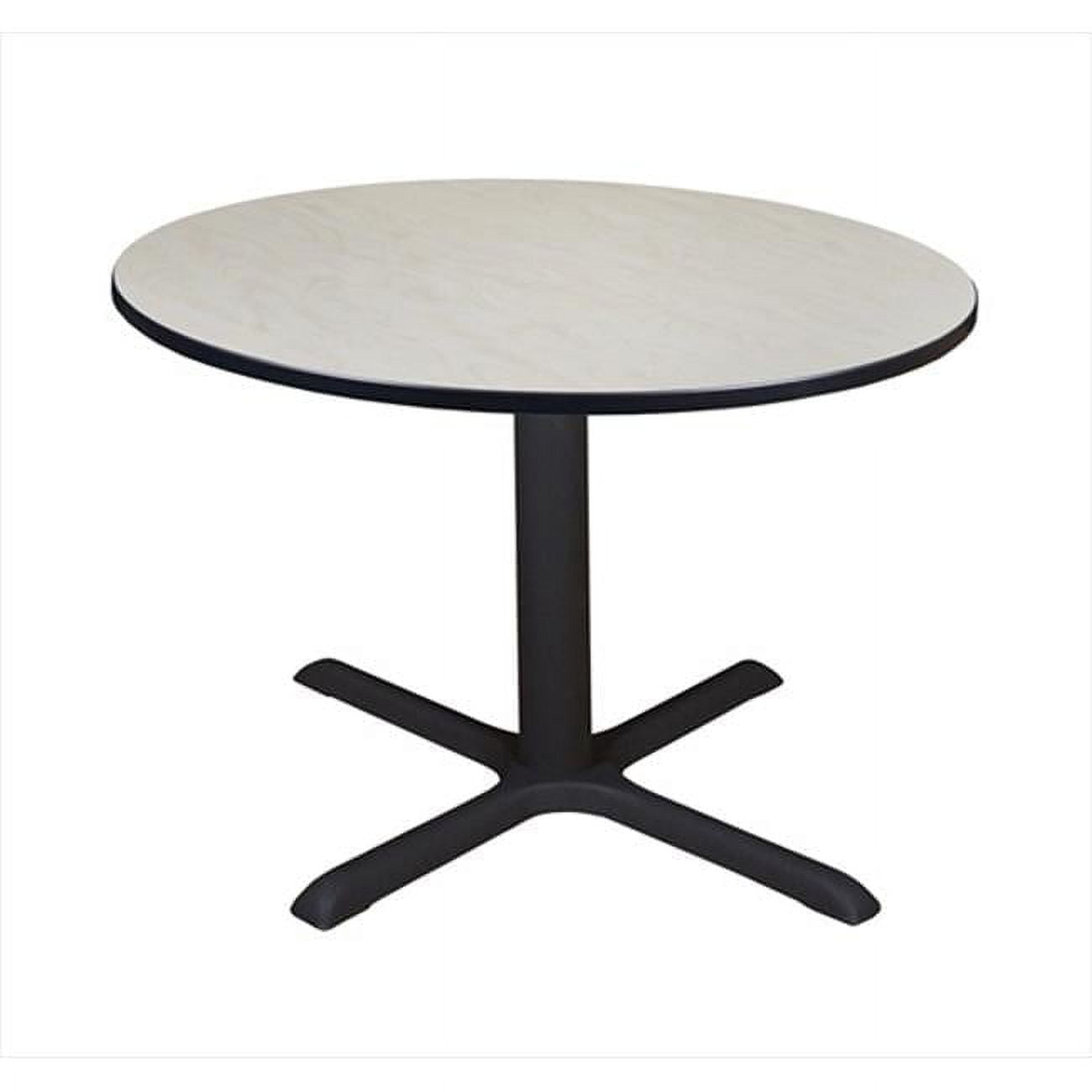 Cain 48" Round Maple Laminate Dining Table with Black Steel Base