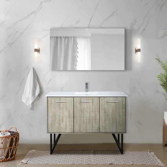 48 In. W Rustic Bath Vanity With Marble, Faucet, 43 Mirror - And To Stains Featuring Marble Top, Scratch