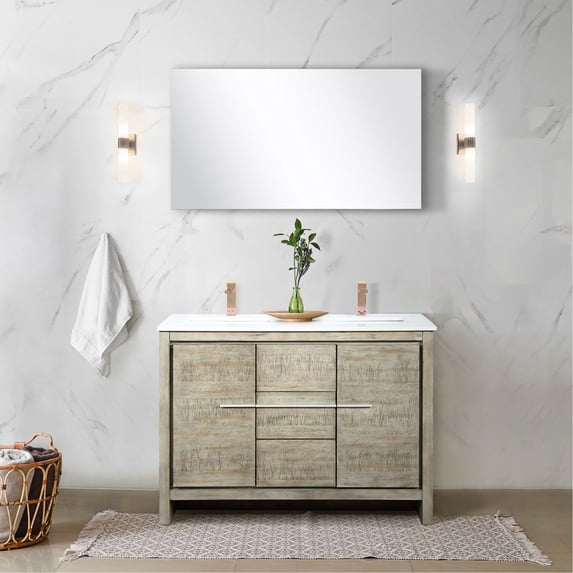 48 In. W X 20 D Rustic Bath Vanity - Marble Top And Rose Gold Faucet , Spacious Storage Double Cultured & Soft Close, Ample With All Resistance Features