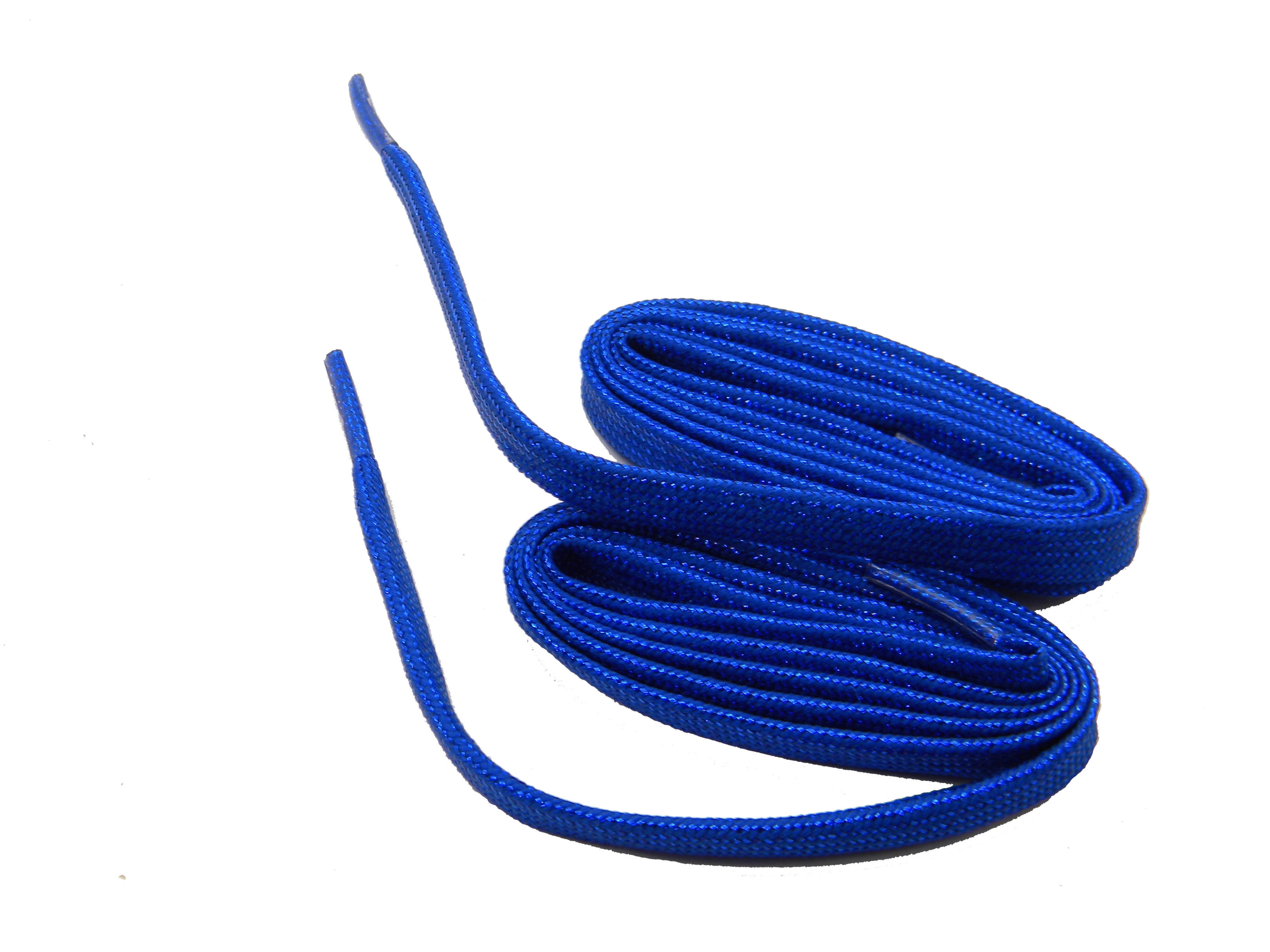 48 Inch 122 cm 2 Pair Pack of Royal Blue Sparkling Athletic shoelaces; 8mm wide flat dance/trainer laces