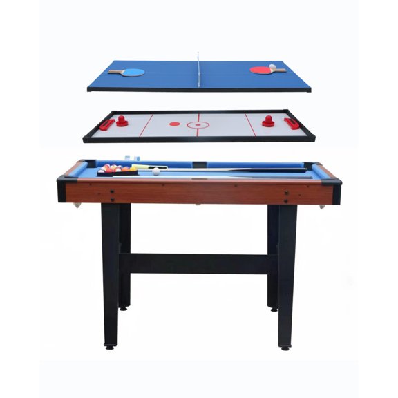 48 Inch 3-in-1 Combo Multi Game Table, MDF Multi-Game Conversion Table with Billiards/Pool, Air Hockey, Table Tennis Top, Space Saving All-in-One Game Table for Family Game Room Home Recreation