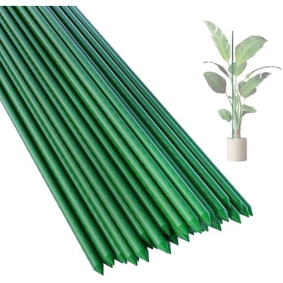 48 Inch 4 Ft Plant Support Garden Stakes 50 PCS, Sturdy Steel Plastic Coated Sticks for Outdoor Growing Climbing, Tomato, Trees, Cucumber, Beans