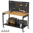 48 Inch Adjustable Workbench with Pegboard Storage, 2000 LBS Heavy Duty ...