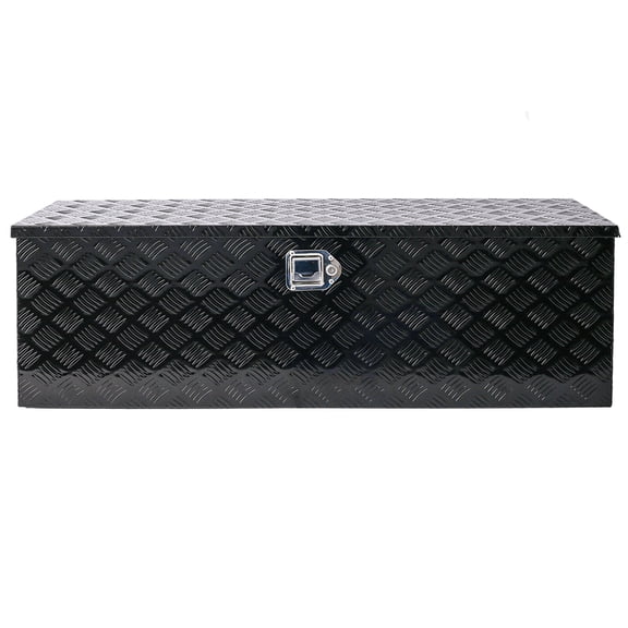 48-Inch Aluminum Truck Tool Box, Pickup Storage Organizer with Lock Keys, Black 48x15x15