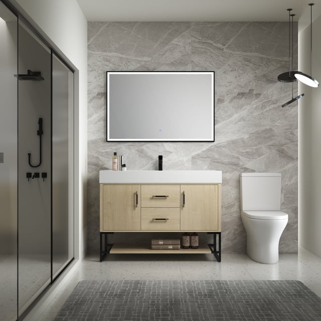 48 Inch Bathroom Vanity Freestanding Design With Resin Sink - Walmart.com