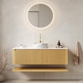 thumbnail image 1 of 48 Inch Bathroom Vanity with Round Sink, Floating Bathroom Cabinet with White Sintered Stone Countertop, 2 Soft-Close Drawers and Open Shelf, Pre-Assembled, Light Oak, 1 of 6