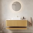 thumbnail image 1 of 48 Inch Bathroom Vanity with Vessel Sink, Modern Floating Bathroom Cabinet with White Sintered Stone Countertop, 2 Soft-Close Drawers and Open Shelf, Pre-Assembled, Light Oak, 1 of 6
