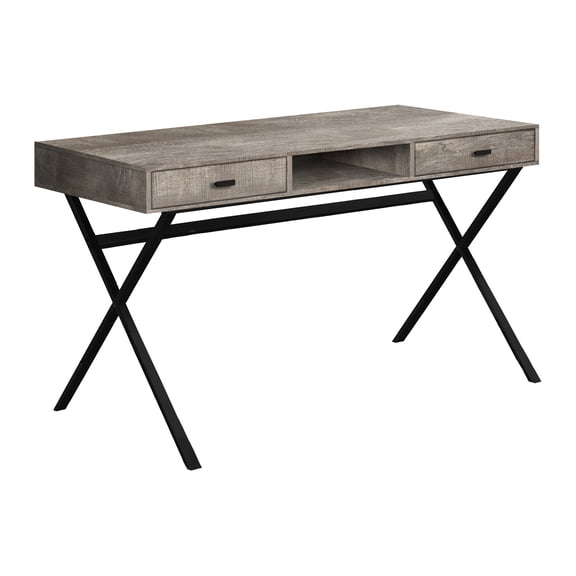 48 Inch Beige Wood Look Computer Desk with X Frame and Storage