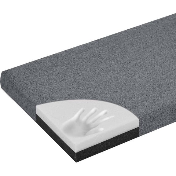 48 Inch Bench Cushion, Dual-Layer Design Memory Foam Indoor Bench Cushion, Non-Slip Standard Size Rectangle Seat Pad with Ties, 48x16x2Inch, Dark Grey