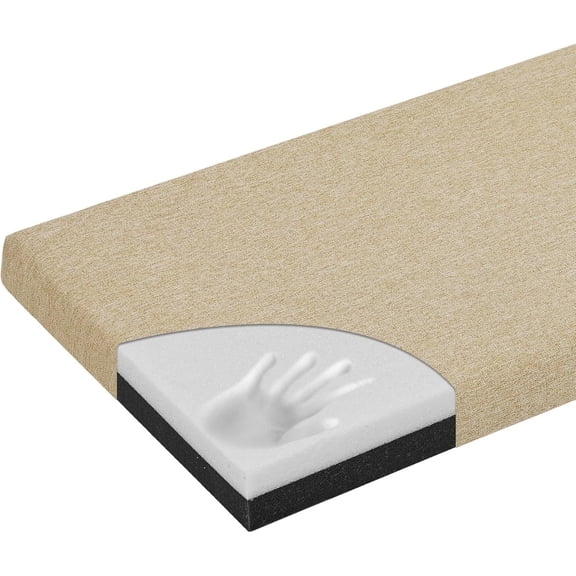 48 Inch Bench Cushion, Dual-Layer Design Memory Foam Indoor Bench Cushion, Non-Slip Standard Size Rectangle Seat Pad with Ties, 48x16x2Inch, Beige