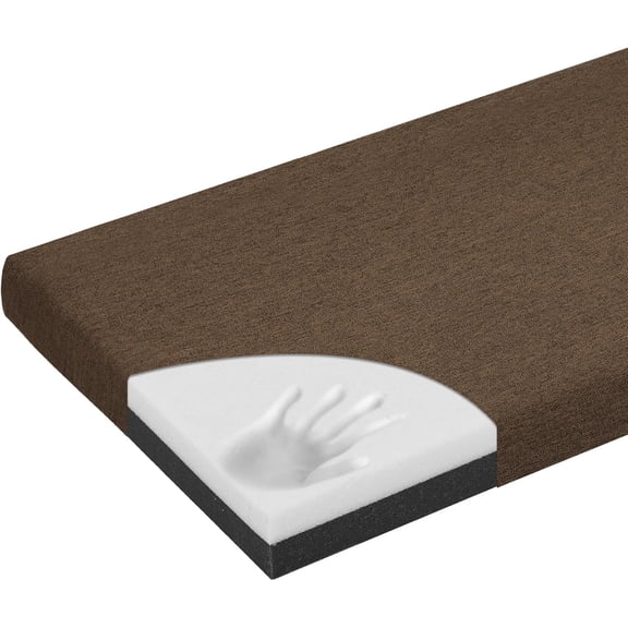 48 Inch Bench Cushion, Dual-Layer Design Memory Foam Indoor Bench Cushion, Non-Slip Standard Size Rectangle Seat Pad with Ties, 48x16x2Inch, Brown