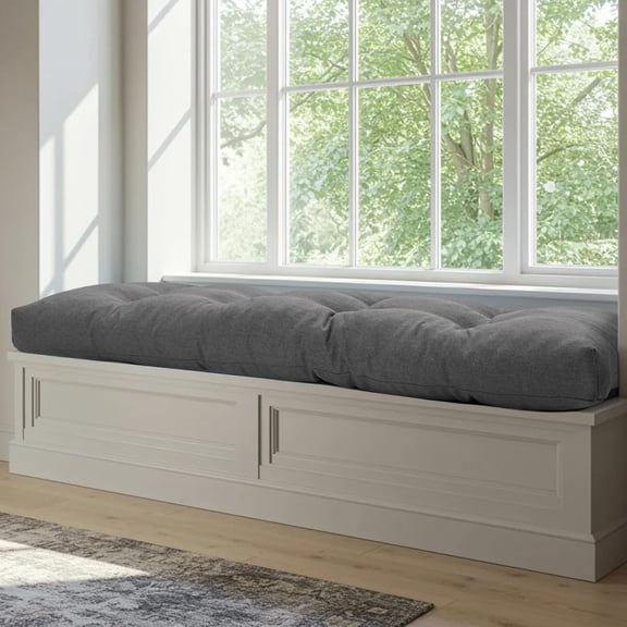 48 Inch Bench Cushions for Indoor Furniture, Super Soft Rectangle Bench seat Cushion Pad with Non-Slip Bottom, Waterproof Bench Pad for Window Porch(Grey, 48x18x4.5 Inch)