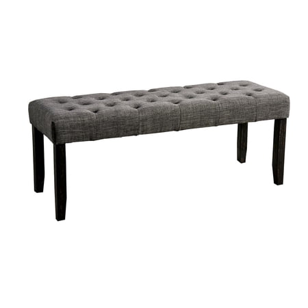 48 "es Bench with Button Tufted Seat and Chamfered Legs Gray