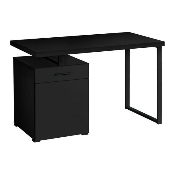 48 Inch Black Modern Computer Desk with Modular Storage and Floating Top