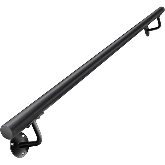 48 Inch Black Square Pipe Staircase Handrails - 4 FT Wall Mount Stairway Railing Indoor, Outdoor Stair Railing, Deck Rails, Banister Railing, Safety Grab Handle for Handicap
