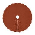 thumbnail image 1 of 48-Inch Brown Christmas Tree Skirt with Scalloped Edge and Tie Closure, Holiday Tree Base Cover for Living Room Decor, 1 of 7