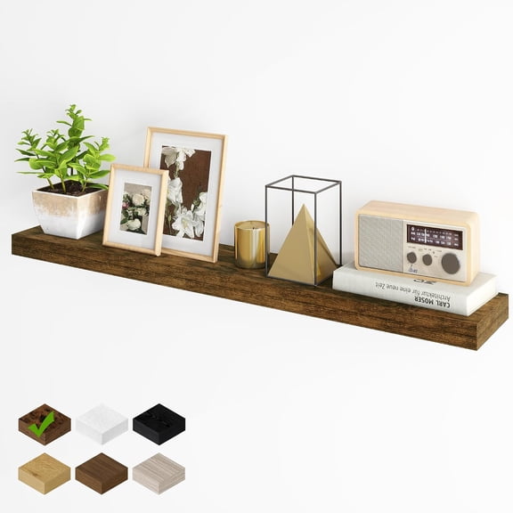 48 Inch Brown Floating Shelf Set of 1 with Invisible Brackets