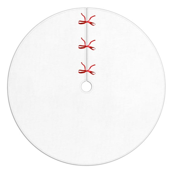 48 Inch Christmas Tree Skirt – Velvet Plush Tree Mat, Soft Thickened Polyester with Red Ties, Single-Sided Printing, Available in 30in/36in/48in, Perfect for Holiday Xmas Tree Decoration
