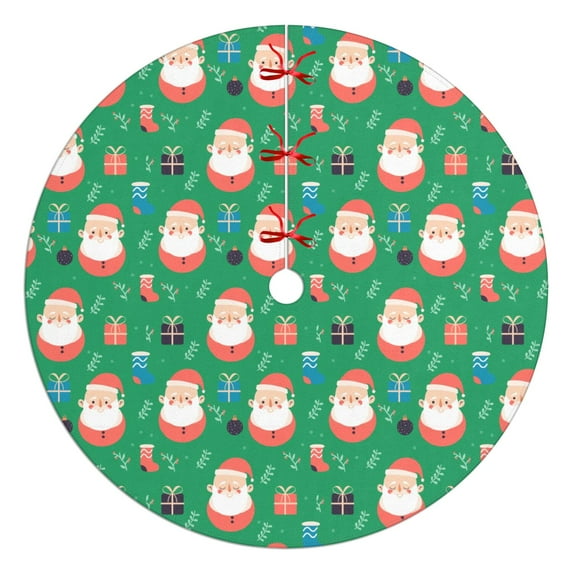 48 Inch Christmas Tree Skirt – Velvet Plush Tree Mat, Soft Thickened Polyester with Red Ties, Single-Sided Printing, Available in 30in/36in/48in, Perfect for Holiday Xmas Tree Decoration