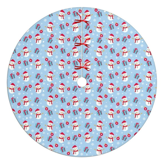 48 Inch Christmas Tree Skirt – Velvet Plush Tree Mat, Soft Thickened Polyester with Red Ties, Single-Sided Printing, Available in 30in/36in/48in, Perfect for Holiday Xmas Tree Decoration