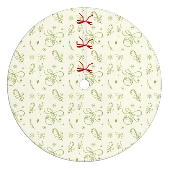 48 Inch Christmas Tree Skirt – Velvet Plush Tree Mat, Soft Thickened Polyester with Red Ties, Single-Sided Printing, Available in 30in/36in/48in, Perfect for Holiday Xmas Tree Decoration