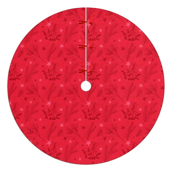 48 Inch Christmas Tree Skirt – Velvet Plush Tree Mat, Soft Thickened Polyester with Red Ties, Single-Sided Printing, Available in 30in/36in/48in, Perfect for Holiday Xmas Tree Decoration