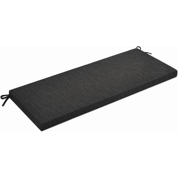 48 Inch Classic Solid Color Bench Cushion with Ties, Non-Slip Indoor Outdoor Rectangle Bench Seat Cushion Standard Size Foam Pad with Machine Washable Cover (Black, 48x16x1.5in)
