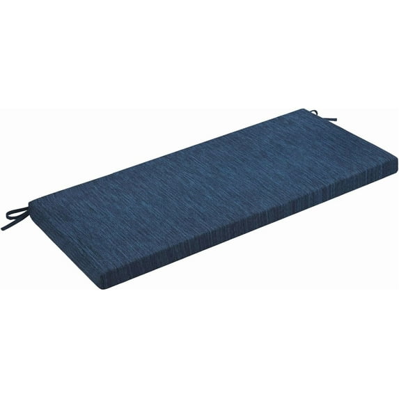 48 Inch Classic Solid Color Bench Cushion with Ties, Non-Slip Indoor Rectangle Bench Seat Cushion Standard Size Foam Pad with Machine Washable Cover (Dark Blue, 48x16x1.5 Inch)