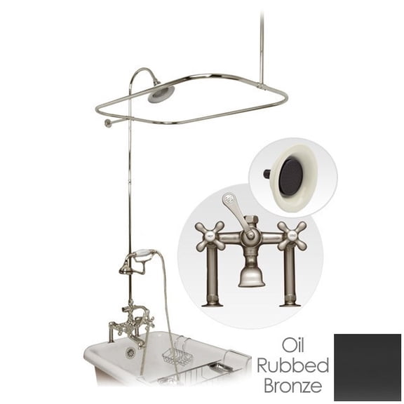 48 Inch Clawfoot Tub Rim Mount Shower Enclosure with Faucet and Sunflower Shower Head