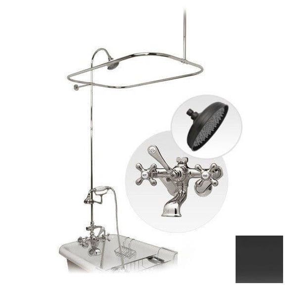 48 Inch Clawfoot Tub Wall Mount Shower Enclosure with Shower Ring and Handheld Shower