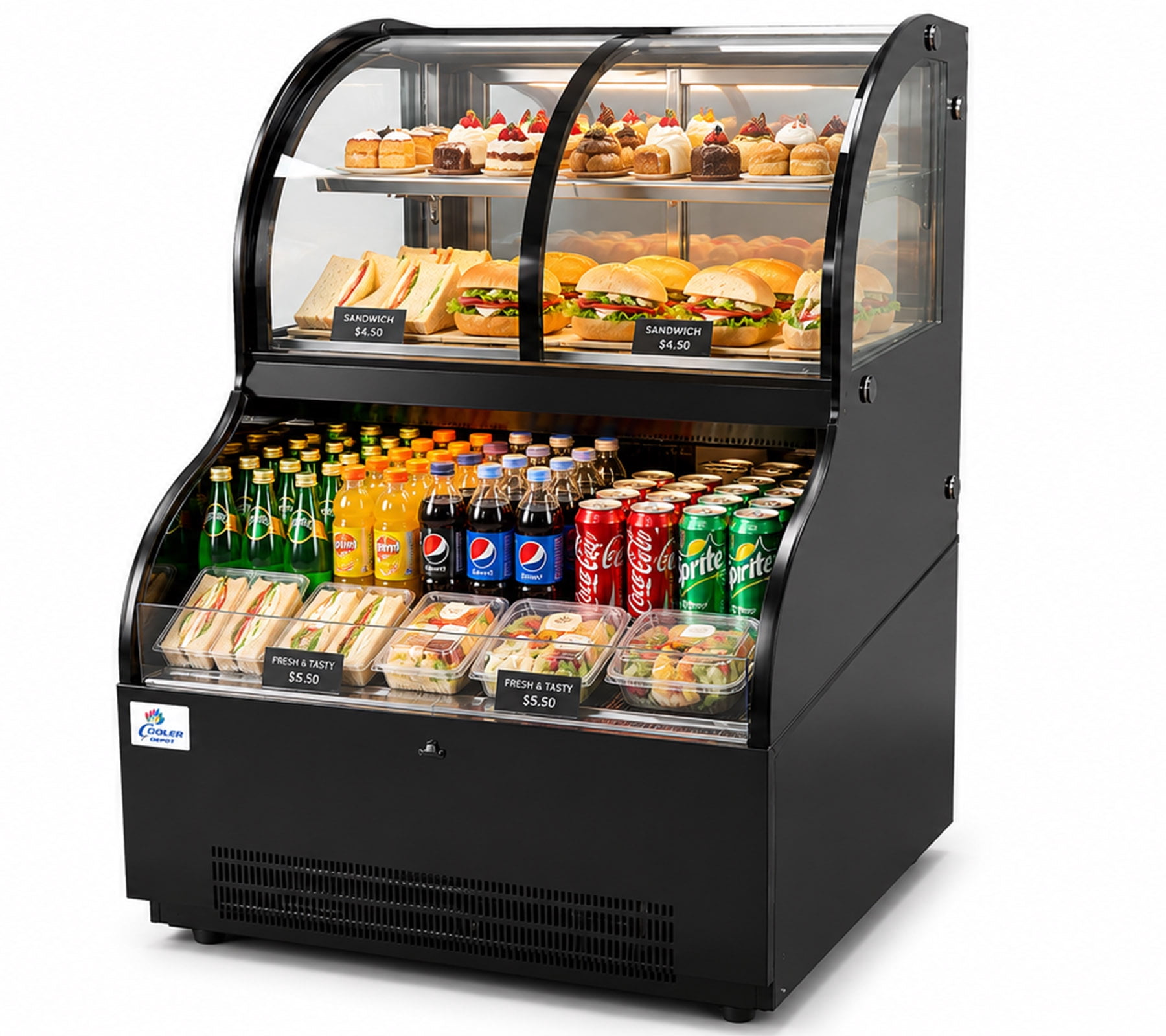 48 Inch Commercial Open Air Display Refrigerator Grab and Go Merchandiser Cooler ETL NSF Certified Black