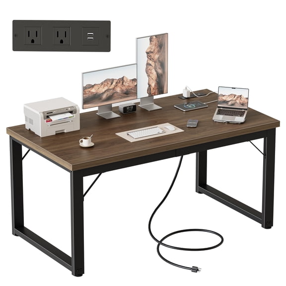 48 Inch Computer Desk 1 Inch Thick Heavy Duty Industrial Office Desk Modern Simple Study Writing Table For Home Office Bedroom Workstation Walnut