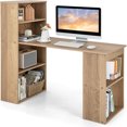 48 Inch Computer Desk with Bookshelf 3in1 Office Desk with 4Tier Bookcase & CPU Stand Space